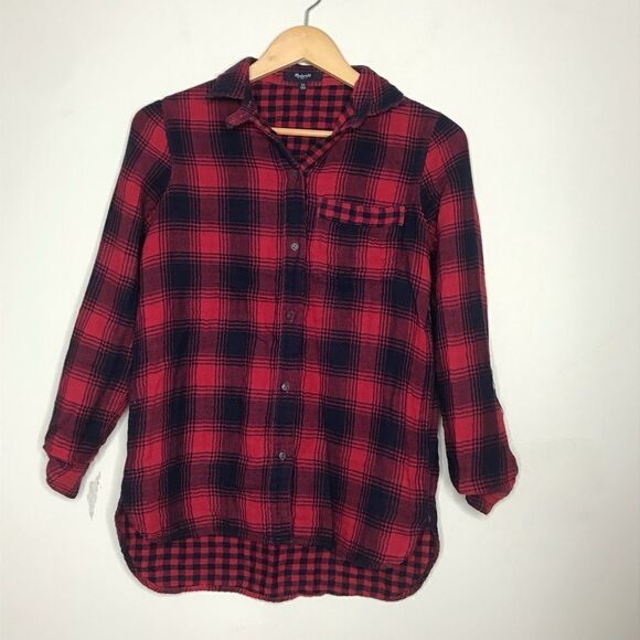 Madewell Sz XS Plaid Button Up Shirt - Picture 2 of 5